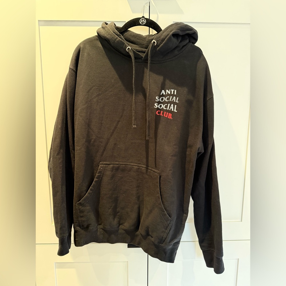 Anti Social Social Club Charcoal Hoodie with Red Logo